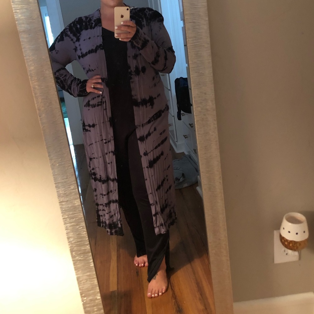 Tie die cotton long cardigan